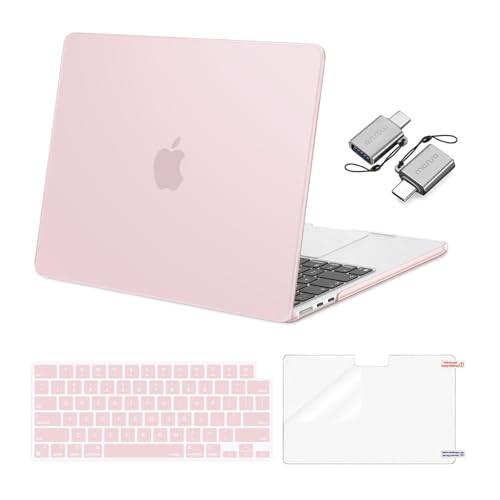 MOSISO Compatible with MacBook Air 13 inch Case M5 2026 M4 2025 M3 M2 2024-2022 A3449 A3240 A3113 A2681, Hard Shell&Keyboard Cover&Screen Film&Type C for MacBook Air 13.6 inch Case, Baby Pink - color: Baby Pink