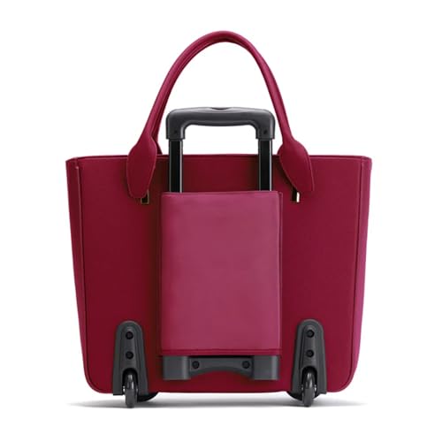 FRANCINE Roller Laptop Tote Bag 17 Inch – Rolling Laptop Tote for Women, Laptop Roller Bag with Trolley Handle (Burgundy) - color: Burgundy