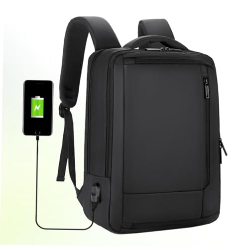 KALLORY Large Capacity USB Charging Business Laptop Backpack for Men, Black Waterproof Notebook Bookbag Suitable for Travel and Work