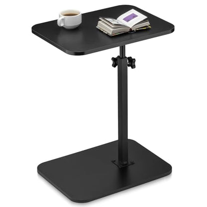ZEAPTAC Portable TV Tray Table, End Table Adjustable Height 360° Swivel, Side Table for Couch, Sofa, Bed, Chair, Living Room - Black - color: Black
