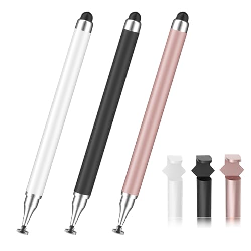 3 in 1 Stylus Pen for Touchscreen,iPad,iPhone,Stylus Pens | LAPOCOVER Stylus Pens,High Precision & Sensitivity, Compatible for iPad/Android Tablets, Laptop and Touchscreens - color: Black/White/Rose Gold