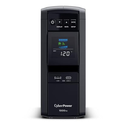 CyberPower CP1000PFCLCD PFC Sinewave UPS Battery Backup and Surge Protector | 10 Outlets, 5 Surge-Only, Avr, Color LCD, USB-a and USB-C Charging - size: 1000VA, style: Mini-Tower