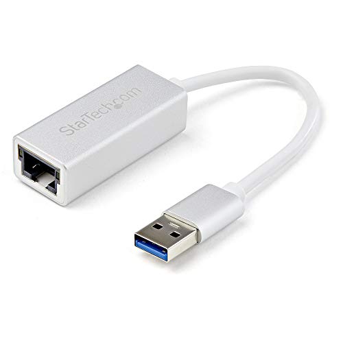 StarTech.com USB 3.0 to Gigabit Network Adapter - Silver - Sleek Aluminum Design for MacBook, Chromebook or Tablet - Native Driver Support (USB31000SA), Standard | Sleek Aluminum Design for MacBook, Chromebook or Tablet, Native Driver Support - color: Sil