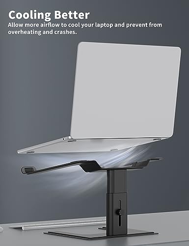 ALASHI Laptop Stand for Desk, Computer Stand Adjustable Height, Ergonomic Notebook Laptop Riser, Aluminum Metal Holder Compatible with 10 to 17.3 Inches Notebook PC Computer, Black - color: A-Black