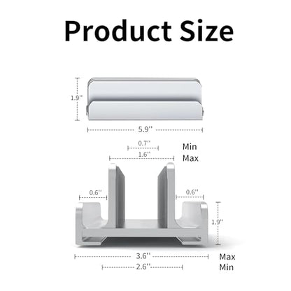 Aluminum Vertical Laptop Stand Holder for Desk Compatible with MacBook Pro, MacBook Air, Dell, HP, Lenovo, Up to 17.3 inches, Silver - color: Silver