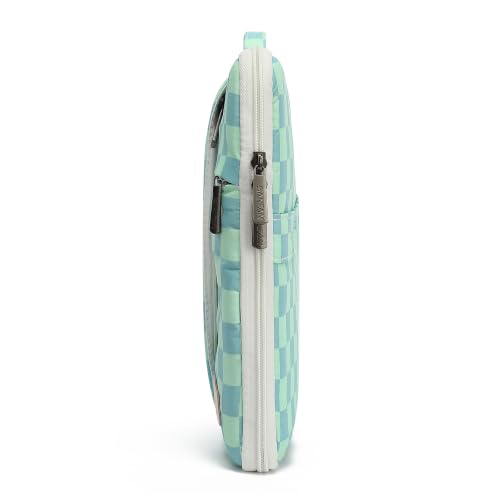 360 Degree Protective Laptop Sleeve with Multi-Pockets (Mint Blue Checkered, 12.5 inch-13.5 inch) - color: Mint Blue Checkered, size: 12.5 inch-13.5 inch