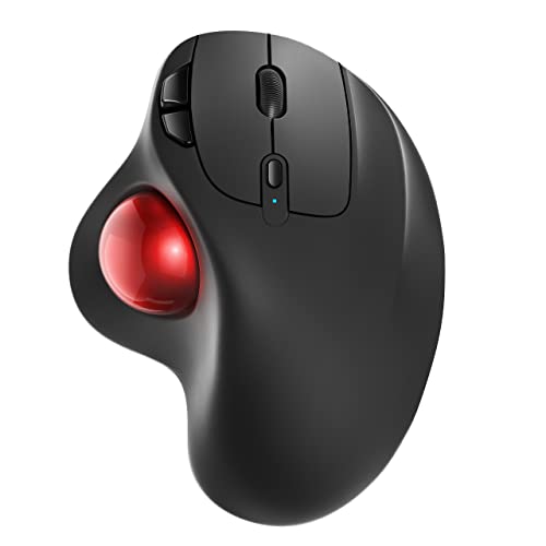 Nulea M501 Wireless Trackball Mouse, Rechargeable Ergonomic, Easy Thumb Control, Precise & Smooth Tracking, 3 Device Connection (Bluetooth or USB Receiver), Compatible for PC, Laptop, Mac, Windows. | Rechargeable mouse with 4 DPI levels,Bluetooth USB rece