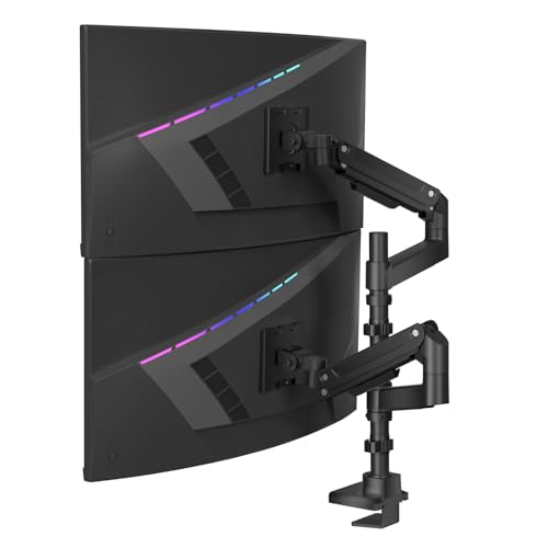 WALI Dual Monitor Mount for Ultrawide Heavy Duty Curved Monitor Stacking, Dual Monitor Arms Fits 13-49 Inch for Ultrawide Screens up to 44lbs, 49 inch Monitor Arm, Black - color: Black (Dual), size: 13" to 49"