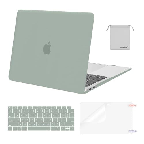 MOSISO Compatible with MacBook Air 13 inch Case M1 2021 2020 2019 2018 | A2337 A2179 A1932, Protective Hard Shell&Keyboard Cover&Screen Film&Pouch for MacBook Air 13.3 inch Case, Antique Green - color: Antique Green