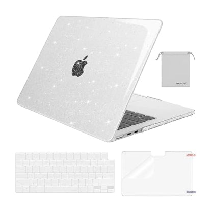 MOSISO Compatible with MacBook Air 13 inch Case M5 M4 M3 M2 2026-2022 | 4 in 1 Kit Bling Sparkly Hard Shell for MacBook Air 13.6 inch Case, Glitter Cover, A3449 A3240 A3113 A2681, Clear - color: Clear