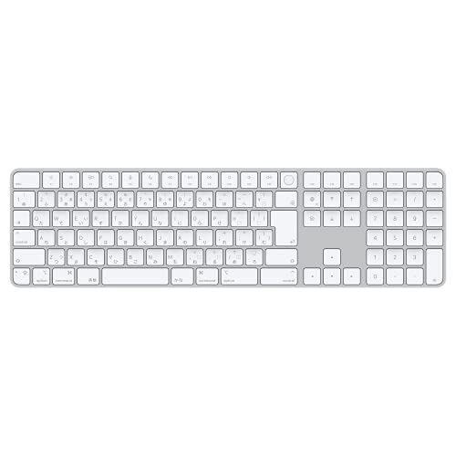 Apple Magic Keyboard with Touch ID and Numeric Keypad: Wireless, Bluetooth, Rechargeable. Works with Mac Computers with Apple Silicon; Japanese - White Keys (Renewed) - color: White Keys