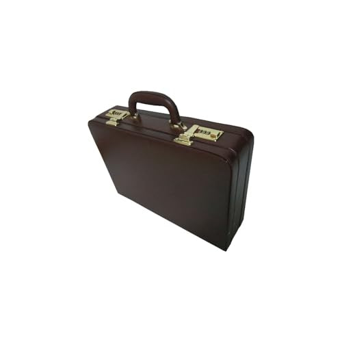 Maykoosh City Sleek Executive Faux Leather Attached Case, Two-Tone Brown, Expandable Depth, Velvet Lining, Combination Lock, Top Comfort-Grip Handle