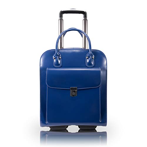 McKlein UPTOWN, Top Grain Cowhide Leather, 15" Leather Vertical Wheeled Ladies' Laptop/Computer & Tablet Business Briefcase Bag/Women's Rolling Overnight Travel Bag, Removable trolley case