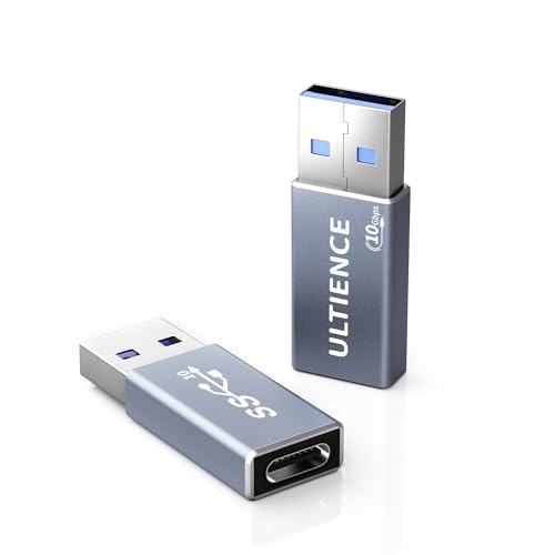 USB A to USB C Adapter [Upgraded Double-Sided 10Gbps], USB 3.2 Gen 2 Type C Female to USB Male Adapter, 60W Fast Charging for iPhone 17 Pro Max, CarPlay, iPad, S25, Laptop, Charger (2 Pack) - color: Dual-Chip Gray