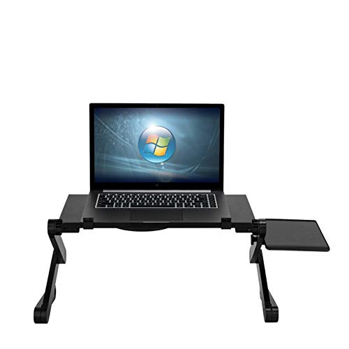 Generic 360-Degree Rotation Adjustable Laptop Stand with USB Cooling Fan & Mouse Pad, Couch Lap Top Desk with Foldable Legs, Multifunctional Portable Folding Table for Bed, Sofa, Couch, Floor, Black