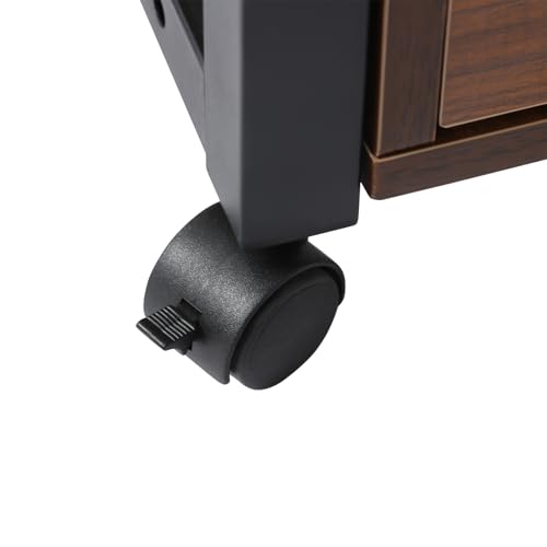 Overbed Table with Wheels, Movable Bedside Table Height Adjustable Over Bed Desk Foldable Rolling Laptop Desk with Drawers for Home & Hospital Use (Black+ Oak Color) - color: Black+ Oak Color