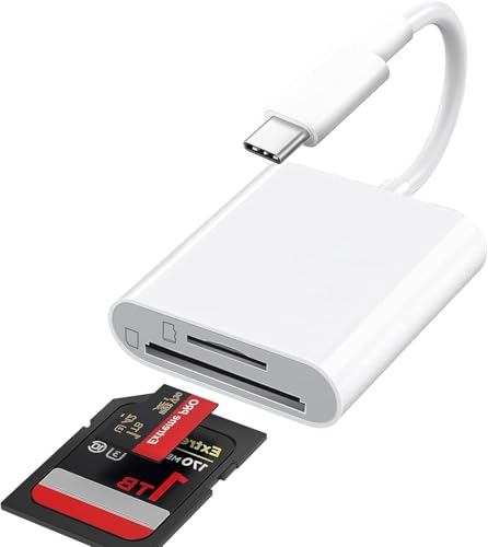USB C SD Card Reader for iPhone 17/16/15 Series, USB-C to SD/Micro SD Memory Card Adapter for iPad/Mac Pro/Air, USBC/Type C Camera Card Reader for Phone, Laptop and More USBC Devices - color: white-Card Reader 01