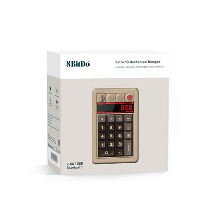 8Bitdo Retro 18 Mechanical Numpad for Windows & Android, C64 Edition | Bluetooth, 2.4G and Wired, Calculator Mode, Retro LED Display, Kailh Box White Switches V2 - color: C64 Edition