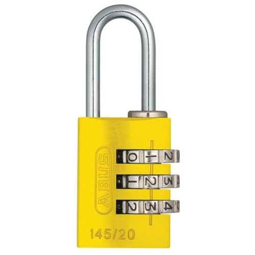 Abus Combination Padlock,1 1/8in,Rectgle,Yelw 145/20 Yellow - 1 Each - color: Yellow, size: 20 mm