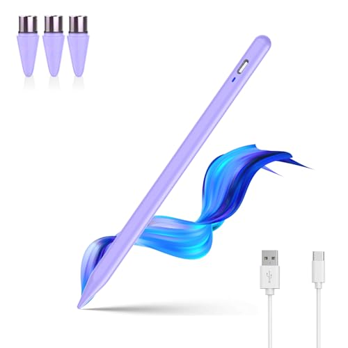 Universal Stylus Pen for Touchscreen for Android & iOS Phones/Tablet | Magnetic iPad Pencil for Writing/Drawing with 3 Durable POM Tip,Stylus Pen for iPad/Pro/iPhone/Samsung/Lenovo/Huawei,Purple - color: Purple