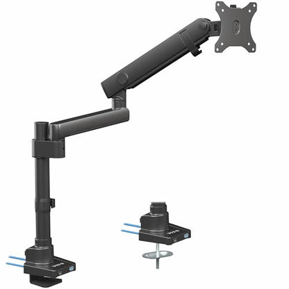 VIVO Premium Aluminum Full Motion Single Monitor Desk Mount Stand with Lift Engine Arm, Pole Extension, and USB Ports, Fits Screens up to 40 inches, STAND-V101BDU - size: Single monitor, style: Extended