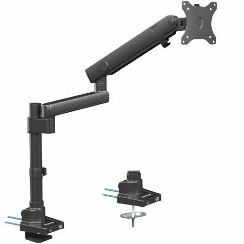 VIVO Premium Aluminum Full Motion Single Monitor Desk Mount Stand with Lift Engine Arm, Pole Extension, and USB Ports, Fits Screens up to 40 inches, STAND-V101BDU - size: Single monitor, style: Extended