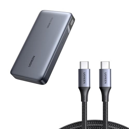 UGREEN 145W Power Bank Bundle with 240W 6FT USB C to USB C Cable for iPhone 15 Pro Max, Samsung Galaxy S24/S23, MacBook Pro/Air, iPad Pro/Air/Mini, Dell XPS