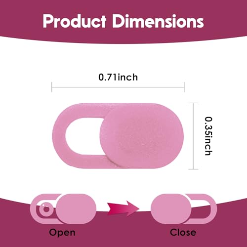 5-Pack Webcam Cover Slide, Ultra-Thin Privacy Shield for Laptop, Tablet, Phone, Desktop, Sliding Lens Cover for Personal and Office Use - color: 5 Pink