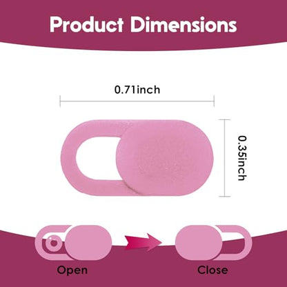 5-Pack Webcam Cover Slide, Ultra-Thin Privacy Shield for Laptop, Tablet, Phone, Desktop, Sliding Lens Cover for Personal and Office Use - color: 5 Pink