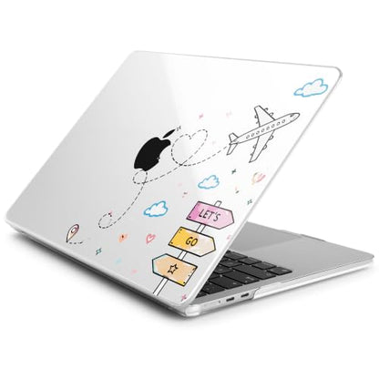 Batianda Case for MacBook Air 15" 2026 M5 M4 M3 M2 Chip, Let's Go Travel | 4-in-1 set with travel doodle design, slim hard shell protection for students, girls and vacation lovers - color: Let's Go Travel