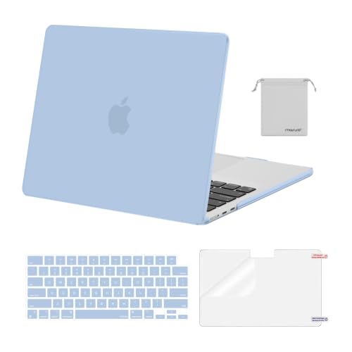 MOSISO Compatible with MacBook Air 13 inch Case M5 2026 M4 M3 M2 2025-2022 | A3449 A3240 A3113 A2681, Hard Shell&Keyboard Cover&Screen Film&Pouch for MacBook Air 13.6 inch Case, Air Blue - color: Air Blue