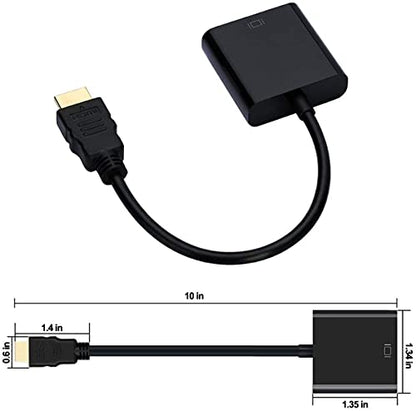 HDMI to VGA, Gold-Plated HDMI to VGA Adapter, Male to Female for Computer, Desktop, Laptop, PC, Monitor, Projector, HDTV, Chromebook, Raspberry Pi, Roku and More