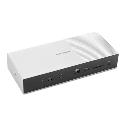 Kensington SD5000T5 Thunderbolt 5 Docking Station (K35201NA) Silver | Dual 6K at 60Hz displays, 140W power delivery, compatible with MacBook M1-M5 and Windows Thunderbolt 5 laptops