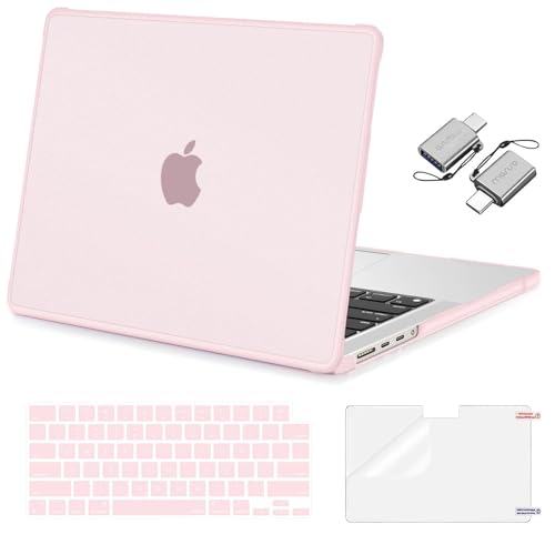 MOSISO Compatible with MacBook Pro 14 inch Case M5 M4 M3 M2 M1 2026-2021 | 4 in 1 Kit Crack-Resistant Reinforced Corners Shell, A3427 A3426 A3434 A3112 A3185 A3401 A2918 A2992 A2779 A2442, Pink - color: Pink