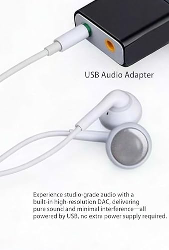 USB Audio Adapter, 3.5mm (1/8 inch) USB Microphone Adapter for Speakers, Headphones and Microphone Jacks, External Sound Card for Laptops, PCs（10 CM）