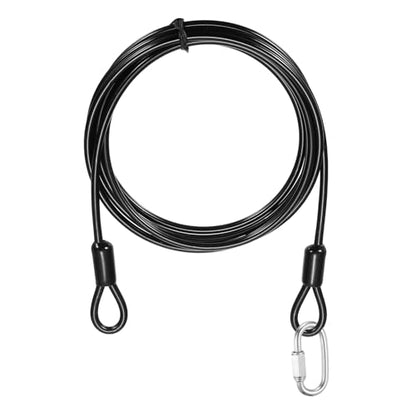 PATIKIL Security Cable Lock (5/32" Dia 6.6ft, Black) Vinyl Coated 304 Stainless Steel Double Loop Flexible Wire Rope Safety Cable with Quick Links Locking Connectors - color: Black, size: 5/32" x 6.6ft