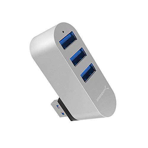 SABRENT Premium 3 Port Aluminum Mini USB 3.0 Hub [90°/180° Degree Rotatable] (HB-R3MC) - color: Silver