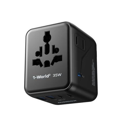 MOMAX Universal Travel Adapter 7-in-1, All-in-one European Travel Plug Adapter with 3 USB-C PD & 2 USB-A QC & 2AC, International Power Adapter Outlet for Travel UK/EU/AUS/JP, Travel Essentials(Black) - color: Black, size: 35W