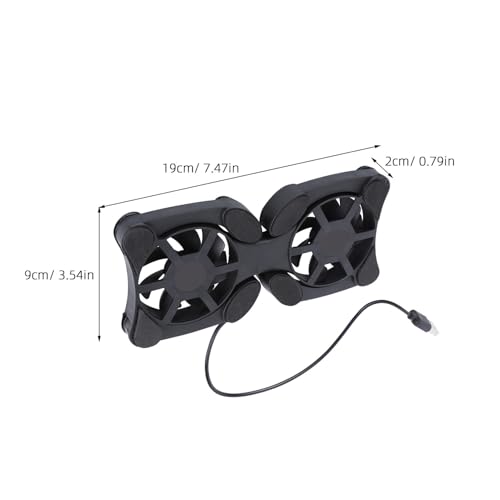 Kisangel Portable Foldable Laptop Cooler and USB Cooling Stand with Dual Fans for Notebook Computers, Black, Suitable for Gaming and Office Use
