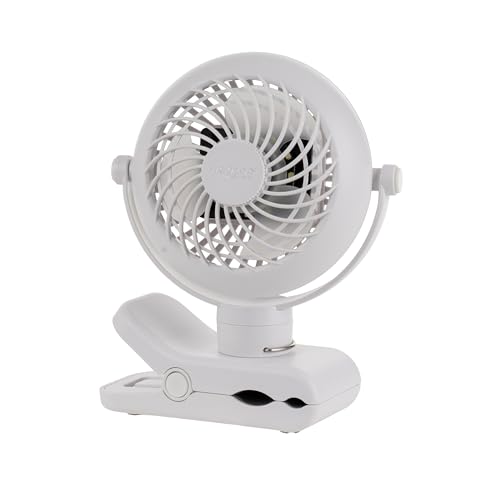 IRIS USA WOOZOO Cordless Portable Clip On Fan, USB-C Rechargeable, White | LED Light, Mosquito Repellent Tray, 360° Tilt, 3 Speeds, Pet Stroller Car Fan, Camping Golfing Outdoor Use - color: White, style: Clip On