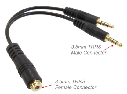 CablesOnline 3.5mm TRRS Female to Dual TRRS Male Stereo 4-Pole Splitter Cable, IP-Y03