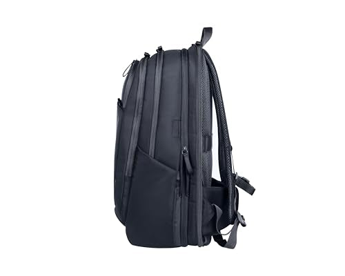 HP 17-Inch Laptop Backpack Travel Plus 30L, Water-Resistant 750D Recycled Plastic, RFID-Blocking Pocket, Anti-Puncture Zippers, Key Fob, Polyester, Blue Graphite, A2CC9AA