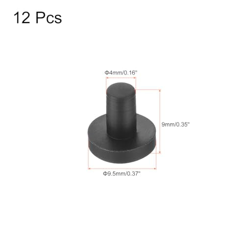 uxcell High Temp Silicone Plug Mount Dia 4mm/0.16 inch t Shaped Rubber Stopper Hole Plugs for Powder Coating Plating Waterproof Plugs Sealing Plugs Black Pack of 12(OD 9.5mm) - size: 4x9.5mm