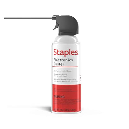 Staples Compressed Air Duster – 10 oz. Can for Electronics, Keyboards & Office Devices | Blasts away dust and debris from laptops, vents, and hard-to-reach office equipment.