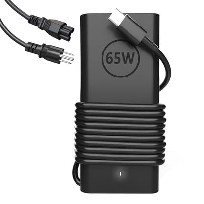 65W USB C AC Adapter Laptop Charger Compatible with Dell Latitude 3450 5520 7420 5420 5550 5450 5440 5430 5540 5530 7440 Inspiron 14 16 XPS 13 Chromebook 3100 Computer Power Cord - color: Black 65w
