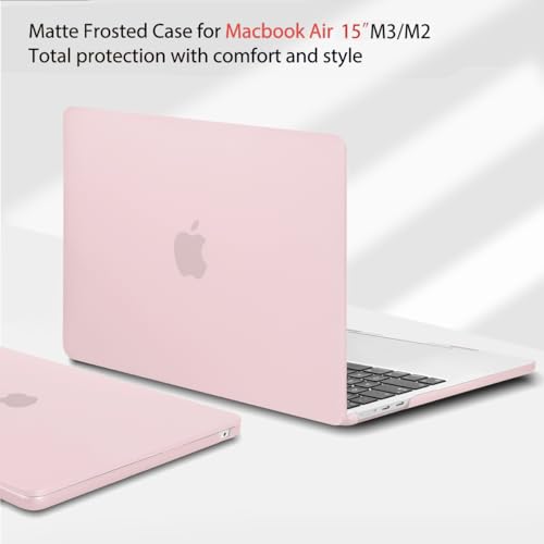 Teryeefi Case for MacBook Air 15 inch M5 M4 M3 M2 Chip (2026 2025 2024 2023 Release) A3448 A3241 A3114 A2941 l, Sparkly Laptop Hard Shell with Keyboard Cover+ Adapter+Screen Protector, Chalk Pink - color: Hot Pink