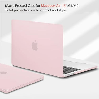 Teryeefi Case for MacBook Air 15 inch M5 M4 M3 M2 Chip (2026 2025 2024 2023 Release) A3448 A3241 A3114 A2941 l, Sparkly Laptop Hard Shell with Keyboard Cover+ Adapter+Screen Protector, Chalk Pink - color: Hot Pink