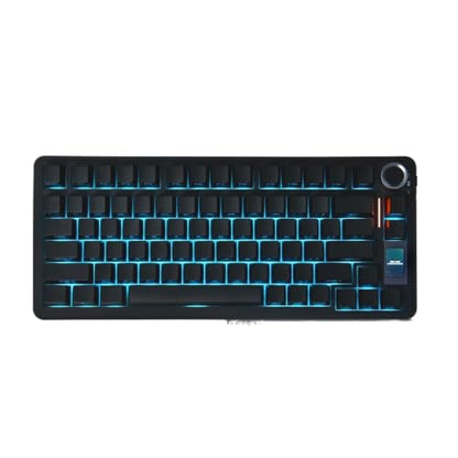 S75 PRO Mechanical Keyboard 75% Custom Layout RGB Backlight Wireless Bluetooth Gaming Keyboard with Screen Knob(Seya Switch,Black) - color: Black, size: Seya Switch