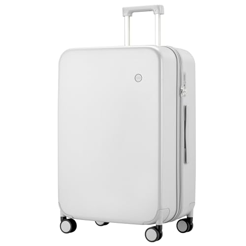 mixi Upgrade Luggage Suitcases with Spinner Wheels, Large Hardside Rolling Suitcase PC with TSA Lock Travel Case 26in Checked in, Fine Grid Smoke White - color: Fine Grid Smoke White, size: 26in Checked in