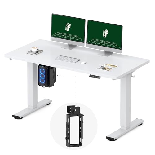 FLEXISPOT EN2 55"x28" Electric Standing Desk with PC Stand Bundle, White | One-Piece Top, Easy-Install PC Mount, Clean Cable Management, Space-Saving Design, Ideal For Home Office, Gaming - color: White Top + White Frame, size: 55x28 | PC Stand